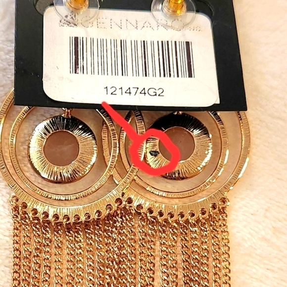 g by Gennaro Large Multi Hoop Gold Tone & Pink Center Fringe Statement Earrings - Picture 8 of 8